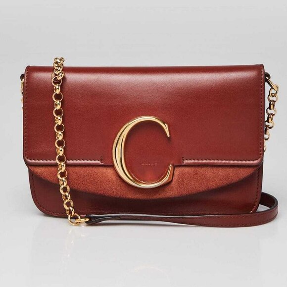Chloe Brown Leather Mini C Chain Bag - Picture 1 of 10